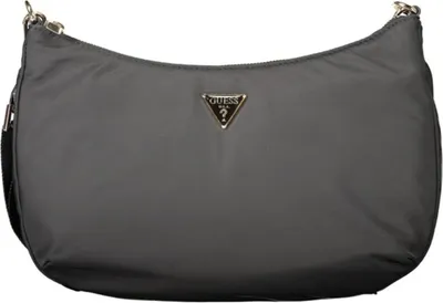 A gray Guess hobo shoulder bag is shown against a white background.
