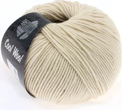 Produktbild von Lana Grossa COOL WOOL 50 g pflegeleichtes Strickgarn aus extrafeiner Wolle 95 Farben Farbe 590 - Natur