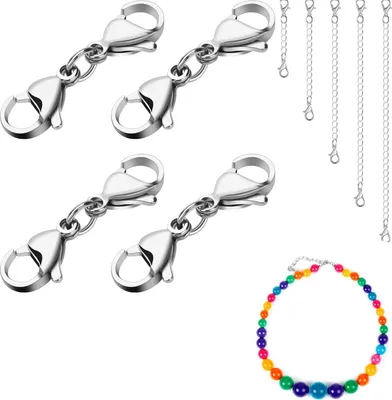 Produktbild von 5 Stück Kettenverlängerung Silber Halskette Extender 5cm 7.5cm 10cm 12.5cm 15cm Breit 3mm Verlänger Halskette Armband Verlängerungskette mit 4 Hummerschnalle für Schmuckherstellung