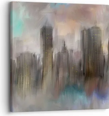 Produktbild von Bild auf Leinwand - Leinwandbild - Stadt Abstraktion - 30x30cm - Wand Bild - Wanddeko - Wandbilder - Leinwanddruck - Bilder - Kunstdruck - Wanddekoration - Leinwand bilder - Wandkunst - AC30x30-3675