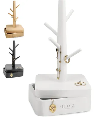 Produktbild von Schmuckbaum aus Holz - 4 Ebenen mit Aufbewahrungsbox für Schmuck