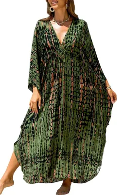 Imagen del producto de Solidchoice - Kimono maxi vestido con cuello en V, estilo bohemio, ideal para la playa