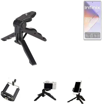 Produktbild von K-S-Trade Stativ Tisch-Ständer Dreibein Handy-Stativ Ständer kompatibel mit Infinix Note 40 Pro 5G Mini-Stativ Smartphone Tripod Handy-Stativ aus
