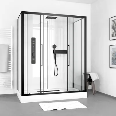 Immagine prodotto di Cabina doccia completa MARWELL Bianco Urban XXL 85 x 160 x 215 cm - set completo incl. piatto doccia e rubinetto - sistema di profili in alluminio di alta qualità