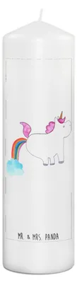 Produktbild von Mr. & Mrs. Panda Kerze Einhorn Pupsen 29 x 8 cm XL - Weiß - Geschenk, Pups, Erinnerungskerze, Spaß, Blockkerze, Erinnerungslicht, Stumpenkerze, Unicorn, Regenbogen