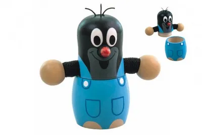 Detoa Holzfigur Maulwurf - Handbemalte Kinderspielfigur 7cm