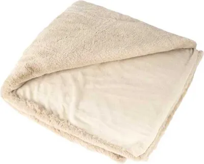 Produktbild von Unyqoos® Kuscheldecke Heaven 150x200 cm Taupe – superweiches 100% Polyester, Kunstfell‑Optik, flauschiges Fleece‑Plaid