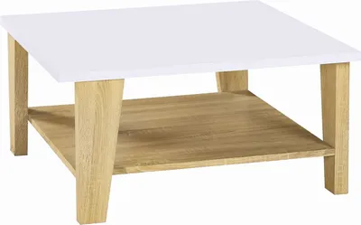 Produktbild von Couchtisch Dakoro 31, Farbe: Sonoma Eiche / Weiß Hochglanz - Abmessungen: 40 x 80 x 80 cm (H x B x T)