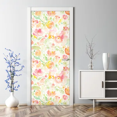 Produktbild von Dekorative Türfolie selbstklebend Klebefolie Aufkleber Abnehmbarer Aquarell Blumen 70 x 200 cm