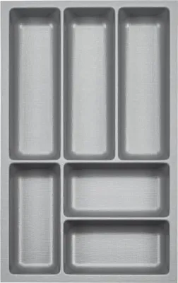 Produktbild von ORGA-BOX III Besteckeinsätze Tiefe 473 mm, Höhe 50,5 mm silbergrau Schubladeneinsätze Breite 291 mm für Schubladen 400 mm Canvas-Struktur