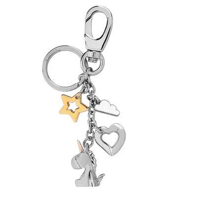 Produktbild von Navaris Schlüsselanhänger Einhorn Herz Stern Wolke - Schlüssel Anhänger aus Metall mit Ring Karabiner - Keychain für Schlüsselbund Handtasche