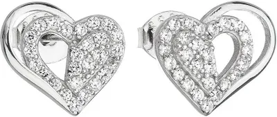 Immagine prodotto di Orecchini in argento con cuore bianco in zirconia cubica 11115.1