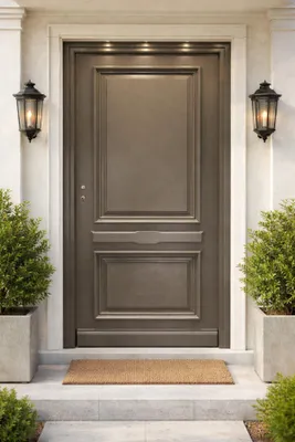 Immagine prodotto di Porta d'ingresso in legno pieno Cassy grigio quarzo, H.215xL.90 cm, lato pannello dritto, GD MENUISERIES