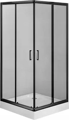 Obrázek produktu pro Černý čtvercový sprchový kout 185x90cm + sprchová vanička