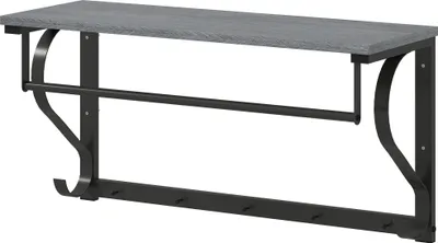Produktbild von WandmontierterKleiderständer,Kleiderhaken,5Haken,oberesFach,vielseitig,Grau