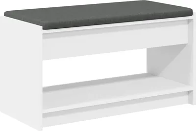 Produktbild von vidaXL Flurbank mit Kissen mit Regal mit Speicher Weiß 83 x 38 x 45 cm
