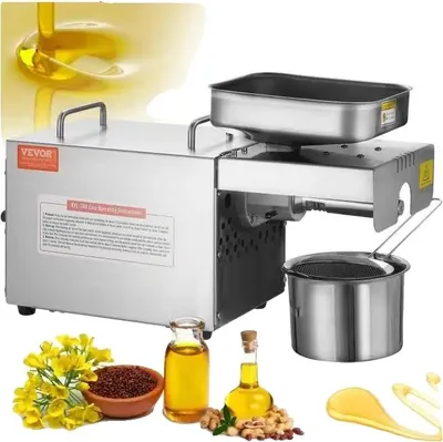 Produktbild von Elektrische Ölpresse, 700W Leistung, 1,5 kg/Stunde Kapazität, 140℃ Temperaturregelung, kontinuierlicher Betrieb, lebensmittelechter Edelstahl