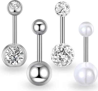 Image de Set de piercing au nombril 316L Acier chirurgical 14G Zirconium Cœur 10mm Candyfancy