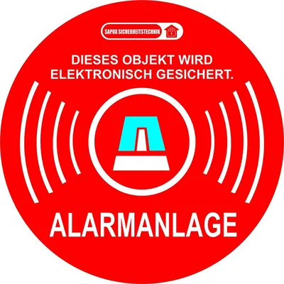 Produktbild von Aufkleber Alarmanlage I hin_088 I Ø 6 cm I Achtung Objekt wird elektronisch alarm-gesichert I für Fenster-Scheibe, Tür I außenklebend wetterfest