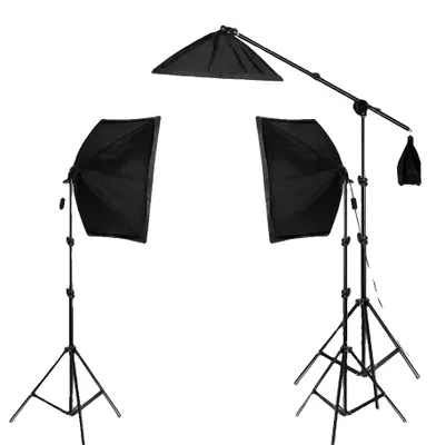 Productafbeelding van Softbox-verlichtingsset, verstelbaar statief, meerdere kleurtemperaturen, 3 stuks softbox