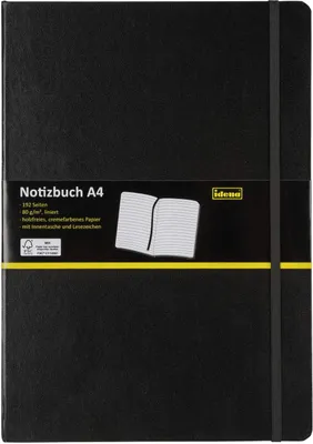Produktbild von Idena 209292 - Notizbuch DIN A4, 192 Seiten, 80 g/m², liniert, schwarz
