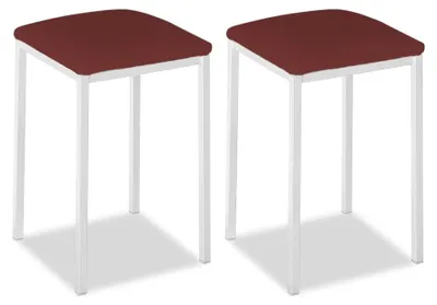 Image de Chaise de cuisine ASTIMESA en métal avec dossier ouvert, couleur bordeaux, dimensions : 35 x 35 x 45 cm