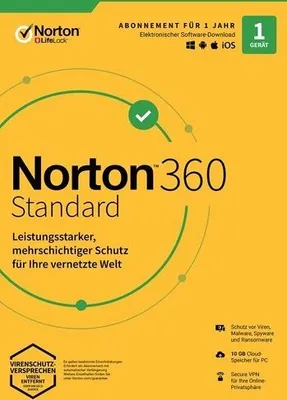 Produktbild von Norton 360 Standard - 1 Gerät / 1 Jahr inkl. 10GB, KEIN ABO (Lizenz per EMail)