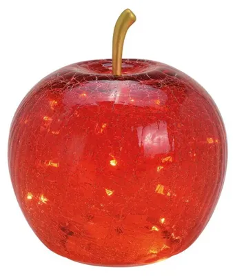 Produktbild von Seyila Home Dekorative Glas Apfel LED Leuchte mit Timer, Crackle-Glas, Tischlampe für Wohnraum, Deko