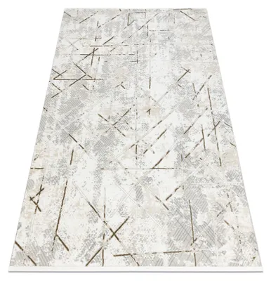 Image de Tapis moderne DUKE 51393 crème / or - Géométrique, vintage structuré, très doux, franges beige 80x150 cm