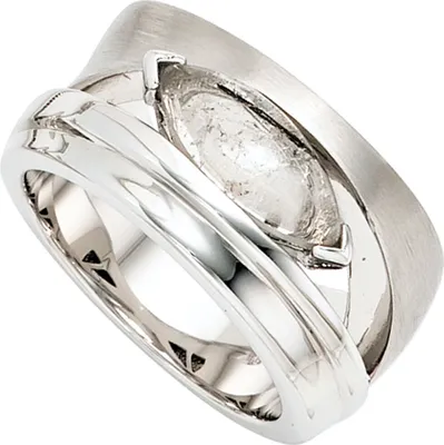 Produktbild von Ring Damenring mit Turmalinquarz grau-schwarz 925 Silber Fingerschmuck Innenumfang 54mm  Ø17.2mm