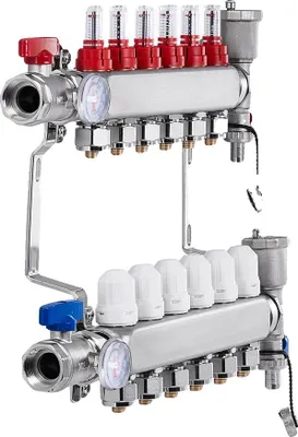 Image de Système de distribution de tubes PEX, construction durable, distribution de chaleur efficace, 6 branches