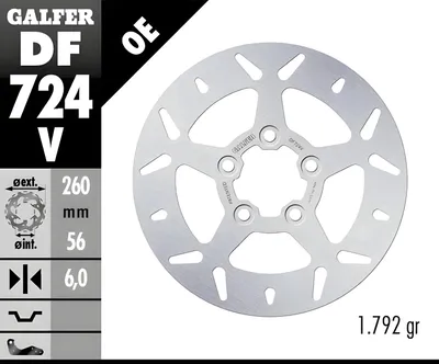 Produktbild von Galfer Bremsscheibe DF724 Rotor DF724 Typ V starr