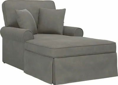 Produktbild von vidaXL Chaise Lounge mit Rock mit Kissen 3 pcs Hellgrau Cordstoff