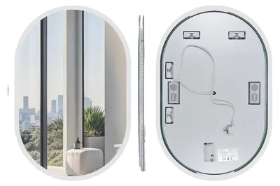 Obrázek produktu pro Koupelnové zrcadlo, osvětlené, s reproduktorem Bluetooth, 900 × 600 mm, hliník