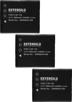 Produktbild von EXTENSILO 3x Akku kompatibel mit Casio Exilim EX-ZR200BK, EX-ZR200RD, EX-ZR300, EX-ZR200WE, EX-ZR300GD, EX-ZR200BE Kamera (1800 mAh, 3,7 V, Li-Ion)