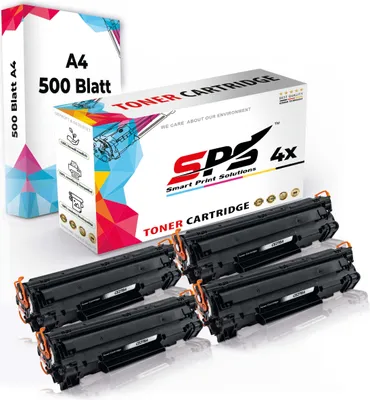 Produktbild von Druckerpapier A4 + 4x Multipack Set Kompatibel für HP LaserJet P 1602 (CE278A/78A) Toner-Kartusche Schwarz 2XL 3000 Seiten