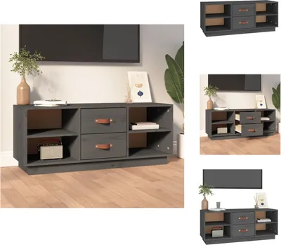 Produktbild von vidaXL TV-Schrank Grau 100x34x40 cm Massivholz Kiefer -  TV-Möbel