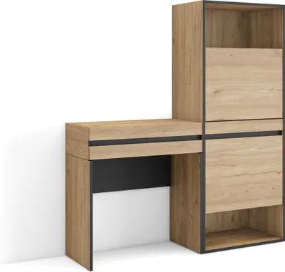 Produktbild von Schuhregal, Schuhschrank, 130x35x145 cm, Für Schlafzimmer, Zimmer, Schminktisch, Eiche
