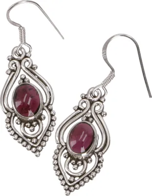 Produktbild von Boho Silberohrring, Indische Silberrohrringe - Granat, Silber-Farben, SterlingSilber, 3*1,5*0,7 cm, Silberohrringe
