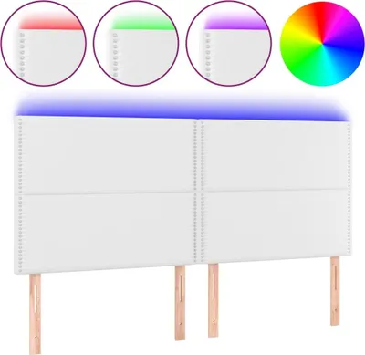 Produktbild von vidaXL LED Kopfteil Weiß 200x5x118/128 cm Kunstleder
