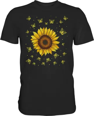 Produktbild von Sonnenblumen Schmetterling Motiv Gärtner Geschenk Garten T-Shirt – Black / 5XL