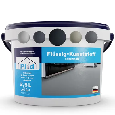 Produktbild von Plid Flüssigkunststoff für Innen & Außen, Anthrazitgrau 2,5L für ca. 25m² - Betonfarbe, Bodenbeschichtung Terrasse, Werkstatt & Keller - Flüssig PVC