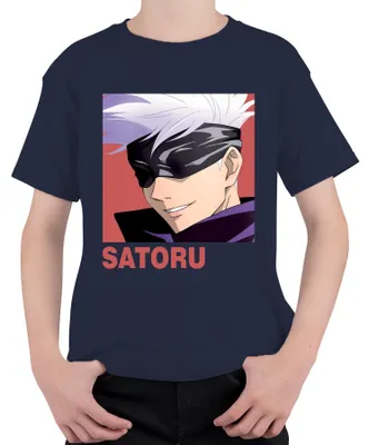 Zdjęcie produktu dla Jujutsu Kaisen SATORU Gojo Anime Aesthetics Blindfold Fan Gift Uni Koszulka dziecięca, Granatowy, 140