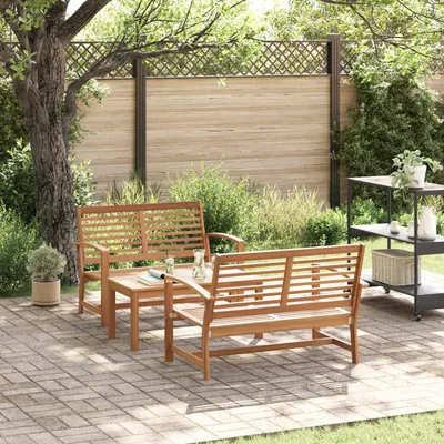 Productafbeelding van vidaXL Tuinset met 3 tuinstoelen, naturel, massief teakhout