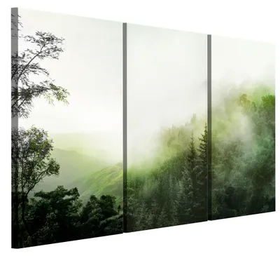 Produktbild von LUMASOUL Leinwand Bilder, Leinwandbild Natur Motiv, Wandbilder Holzrahmen, Bilder 90x60cm Berglandschaft 3 Wald 09