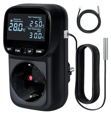 Digitale Thermostat-Steckdose 15A/1800W, -40°F~210°F, schwarz