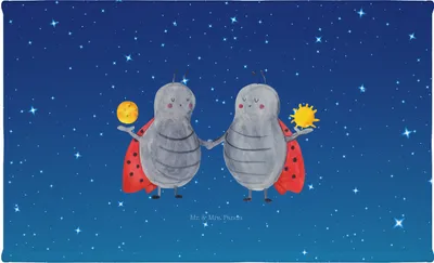 Produktbild von Mr. & Mrs. Panda Handtuch Sternzeichen Zwilling - Sternenhimmel Blau - Geschenk, Geburtstag Mai, Zwillingsschwester, Flauschtuch, gesichtstuch, 50x100, Marienkäfer