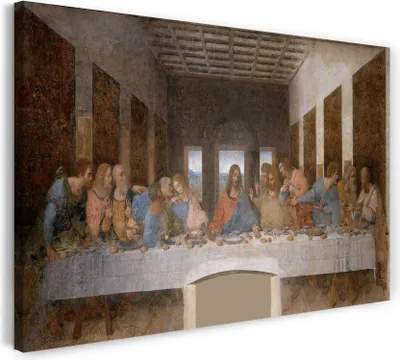 Produktbild von Leinwandbild (100x70cm): Leonardo da Vinci - Das letzte Abendmahl, echter Holz-Keilrahmen inkl. Aufhänger, handgefertigt in Deutschland