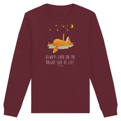 Produktbild von Mr. & Mrs. Panda Baumwoll Pullover Fuchs Sterne Größe XS - Burgundy - Geschenk, Optimistisch, Mond, Pulli, Positiv, Sweatshirt, Hoffnung, Romantik, Sweater