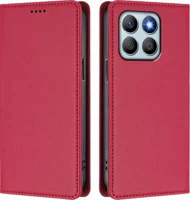 Image de Etui en cuir pour Honor X8B, étui magnétique en cuirPolyuréthaneavec support Rouge